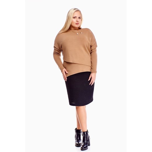 Bluzka FBZ1021 BEŻOWY ze sklepu fokus.pl w kategorii Bluzki damskie - zdjęcie 186618242