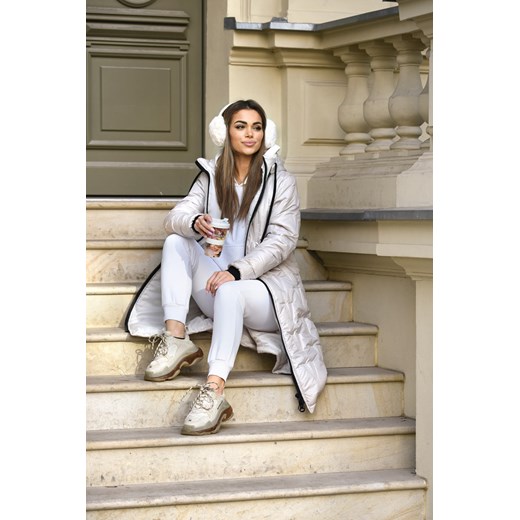 Płaszcz FPL1094 BEŻOWY JASNY ze sklepu fokus.pl w kategorii Płaszcze damskie - zdjęcie 186618742