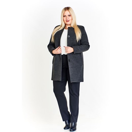 Płaszcz FPL793 SZARY CIEMNY ze sklepu fokus.pl w kategorii Płaszcze damskie - zdjęcie 186618743