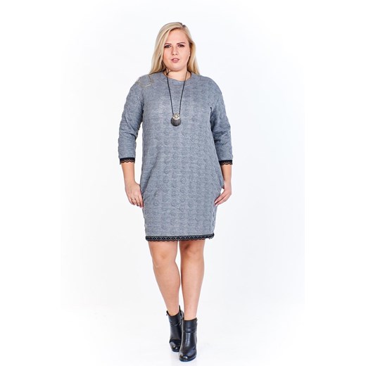 Sukienka FSU966 SZARY JASNY DUŻE KROPKI ze sklepu fokus.pl w kategorii Sukienki - zdjęcie 186618860