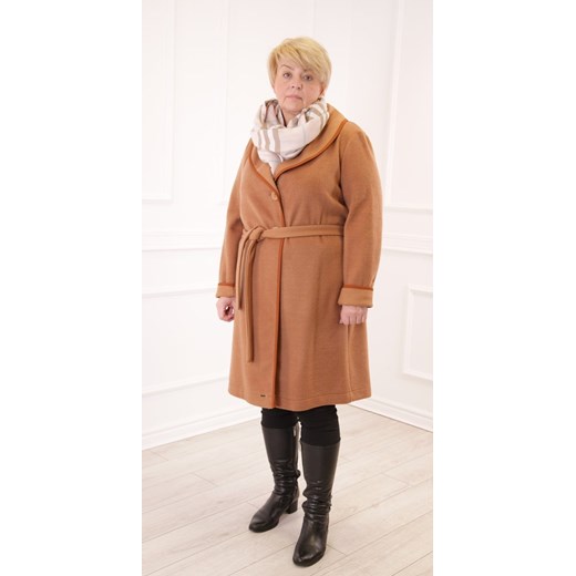 Płaszcz FPL1026 CAMEL CIEMNY ze sklepu fokus.pl w kategorii Płaszcze damskie - zdjęcie 186618993