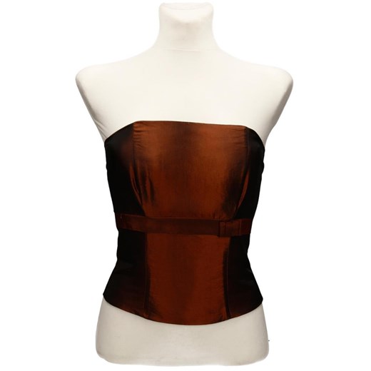 Gorset FGR082 CZEKOLADOWY tafta ze sklepu fokus.pl w kategorii Bluzki damskie - zdjęcie 186619632