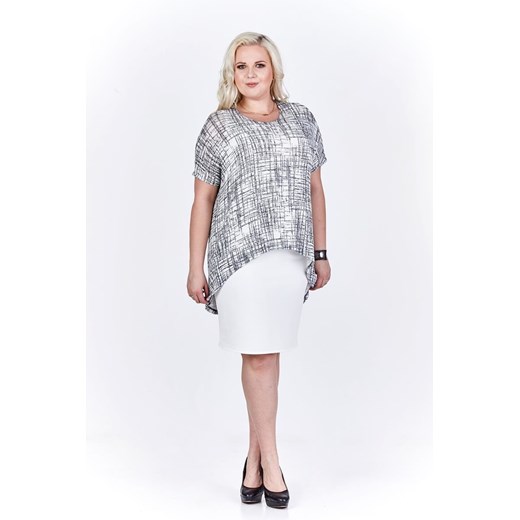 Sukienka FSU620  EKRI + CZARNY kreski ze sklepu fokus.pl w kategorii Sukienki - zdjęcie 186619943