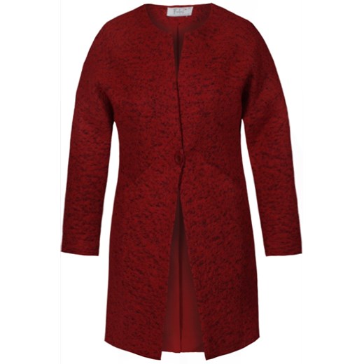 Płaszcz FPL785 CZERWONY melanż ze sklepu fokus.pl w kategorii Płaszcze damskie - zdjęcie 186620560