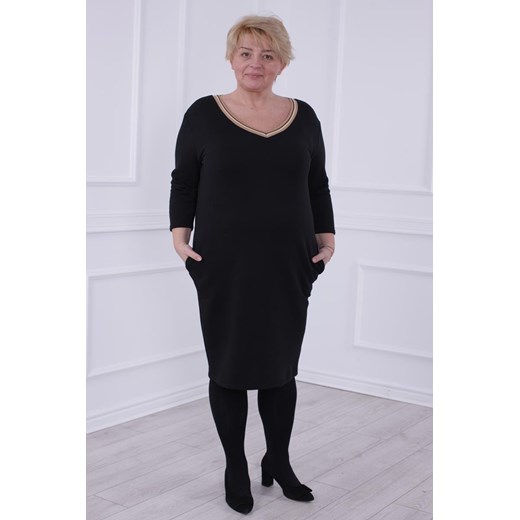 Sukienka FSU1041 CZARNY + BEŻOWY CIEMNY ze sklepu fokus.pl w kategorii Sukienki - zdjęcie 186621092