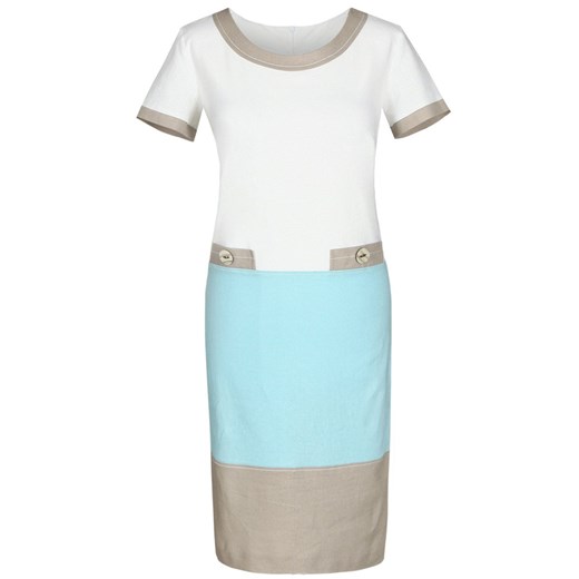 Sukienka FSU779 BIAŁY + TURKUSOWY ze sklepu fokus.pl w kategorii Sukienki - zdjęcie 186621251