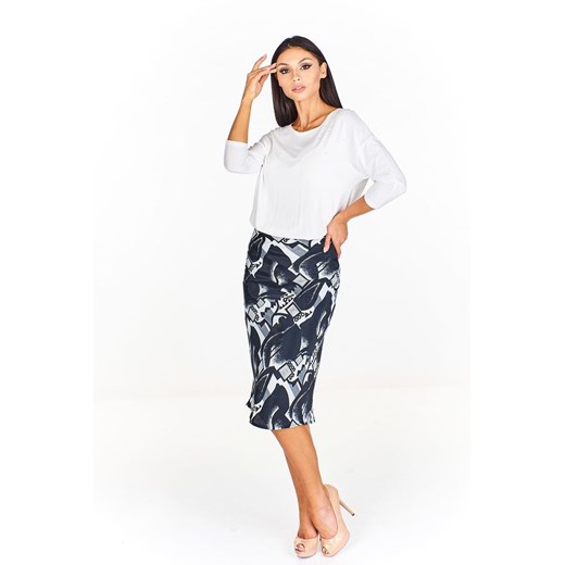 Spódnica FSP771 CZARNY + BIAŁY wzór ze sklepu fokus.pl w kategorii Spódnice - zdjęcie 186621252