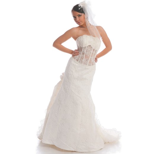 Suknia Ślubna FSS511 EKRI ze sklepu fokus.pl w kategorii Sukienki - zdjęcie 186621434