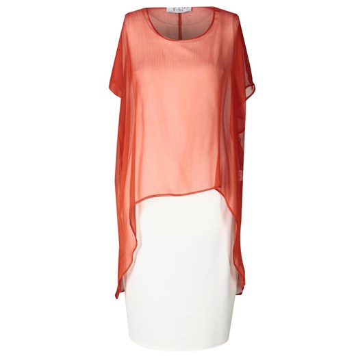 Sukienka FSU620 EKRI + POMARAŃCZOWY MOCNY gładki ze sklepu fokus.pl w kategorii Sukienki - zdjęcie 186621522