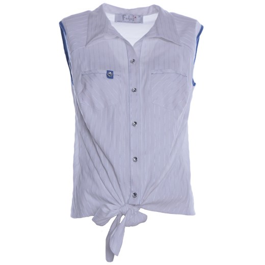 Bluzka FBZ618 BIAŁYprążki+CHABROWY ze sklepu fokus.pl w kategorii Koszule damskie - zdjęcie 186621692