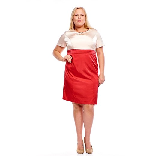 Sukienka FSU1008 RUBINOWY + SZAMPAN ze sklepu fokus.pl w kategorii Sukienki - zdjęcie 186622494