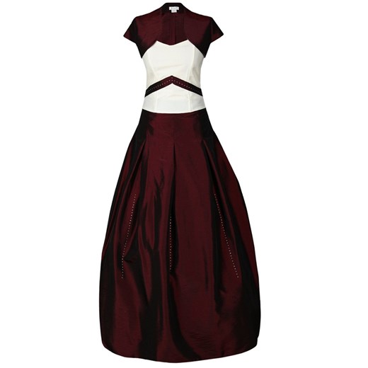 Sukienka FSU083 BORDOWY + EKRI ze sklepu fokus.pl w kategorii Sukienki - zdjęcie 186622600