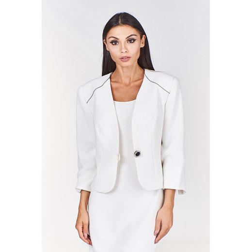 Żakiet FZA914 EKRI + SZARY ze sklepu fokus.pl w kategorii Marynarki damskie - zdjęcie 186623210