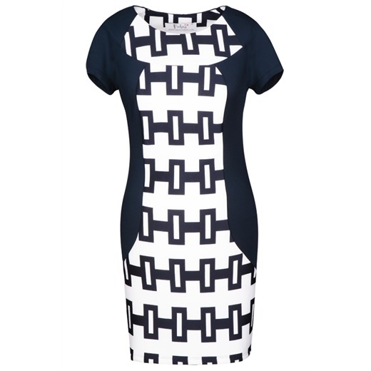 Tunika FTU1158 GRANATOWY+EKRI ze sklepu fokus.pl w kategorii Bluzki damskie - zdjęcie 186623280