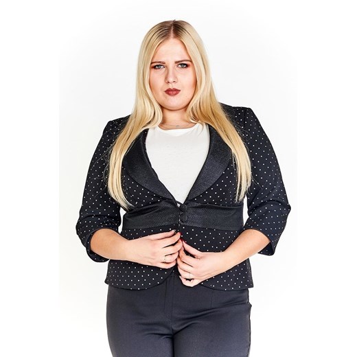 Żakiet FZA916 CZARNY + RÓŻOWY JASNY kropki ze sklepu fokus.pl w kategorii Marynarki damskie - zdjęcie 186623510