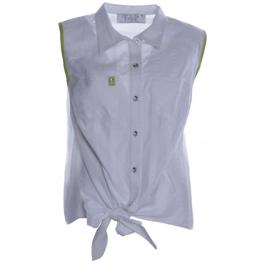 Bluzka FBZ618 BIAŁY wzór + ZIELONY ze sklepu fokus.pl w kategorii Koszule damskie - zdjęcie 186623674