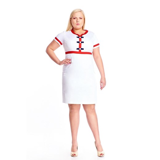Sukienka FSU257 BIAŁY CZERWONY ze sklepu fokus.pl w kategorii Sukienki - zdjęcie 186624741