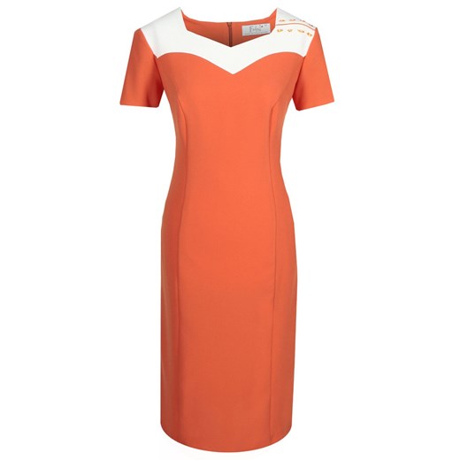 Sukienka FSU899 POMARAŃCZOWY JASNY + EKRI ze sklepu fokus.pl w kategorii Sukienki - zdjęcie 186625061
