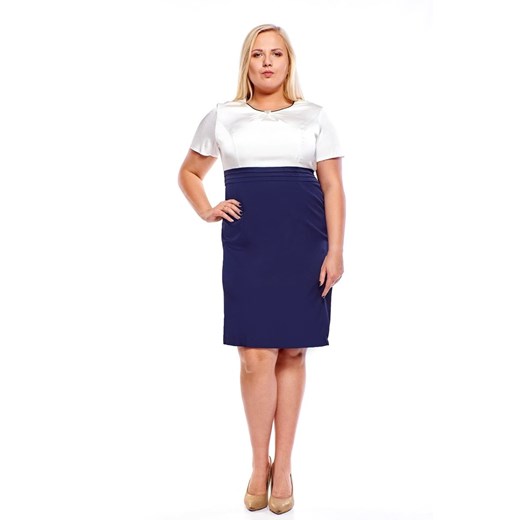 Sukienka FSU1008 GRANATOWY JASNY EKRI ze sklepu fokus.pl w kategorii Sukienki - zdjęcie 186625140