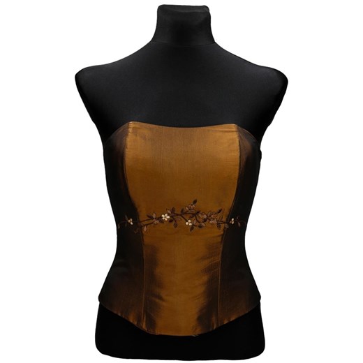 Gorset FGR042 ZŁOTY CIEMNY tafta ze sklepu fokus.pl w kategorii Bluzki damskie - zdjęcie 186625452