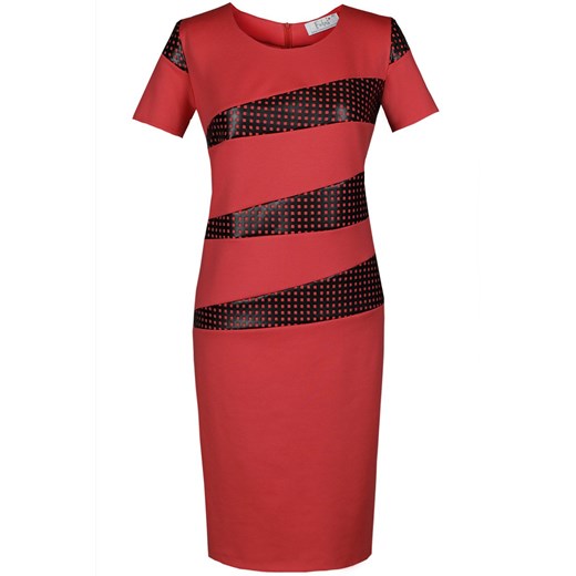 Sukienka FSU866 KORALOWY + CZARNY ze sklepu fokus.pl w kategorii Sukienki - zdjęcie 186625903