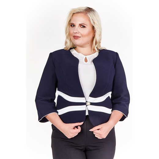 Żakiet FZA896 GRANATOWY EKRI ze sklepu fokus.pl w kategorii Marynarki damskie - zdjęcie 186625952