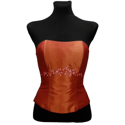 Gorset FGR042 RUDO-POMARAŃCZOWY  tafta ze sklepu fokus.pl w kategorii Bluzki damskie - zdjęcie 186627881