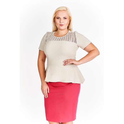 Bluzka FBZ948 BEŻOWY ze sklepu fokus.pl w kategorii Bluzki damskie - zdjęcie 186627914