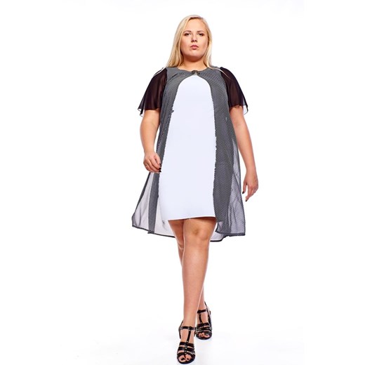 Sukienka FSU1002 SZARY BLADY + CZARNY małe kropki ze sklepu fokus.pl w kategorii Sukienki - zdjęcie 186628003