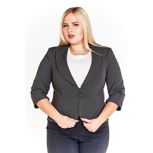 Żakiet FZA916 SZARY CIEMNY 0024P prążek ze sklepu fokus.pl w kategorii Marynarki damskie - zdjęcie 186628243