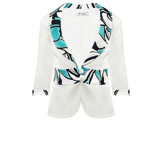 Żakiet FZA916 EKRI + TURKUSOWY ze sklepu fokus.pl w kategorii Marynarki damskie - zdjęcie 186629350