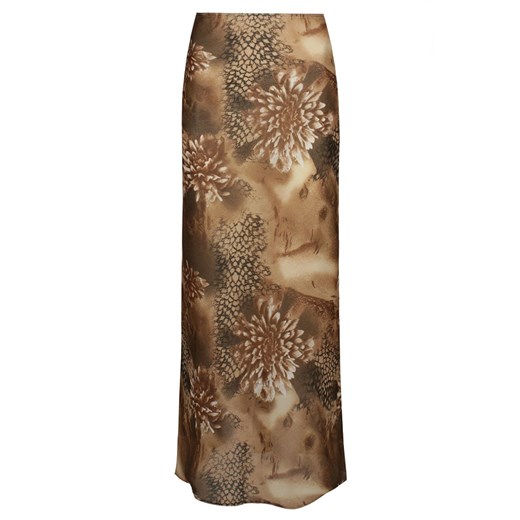 Spódnica  FSP771D długa  BEŻOWY CIEMNY  kwiaty ze sklepu fokus.pl w kategorii Spódnice - zdjęcie 186629572