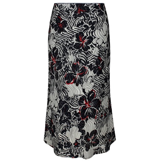 Spódnica FSP771  GRANATOWY + EKRI kwiaty ze sklepu fokus.pl w kategorii Spódnice - zdjęcie 186629810