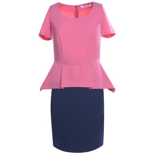 Sukienka FSU363 GRANATOWY JASNY + KORALOWY ze sklepu fokus.pl w kategorii Sukienki - zdjęcie 186630062