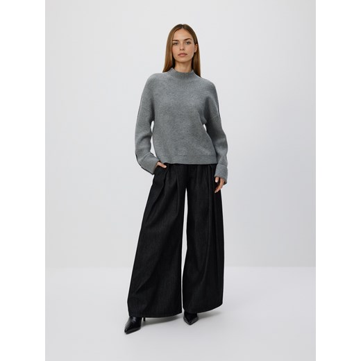 Reserved - Sweter z kontrastową lamówką - szary ze sklepu Reserved w kategorii Swetry damskie - zdjęcie 186630361