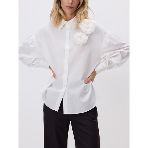 Reserved - Koszula z kwiatową aplikacją - biały Reserved XL Reserved