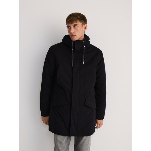 Reserved - Ocieplana parka z kapturem - czarny Reserved L okazja Reserved