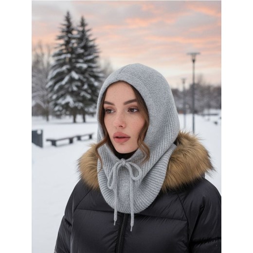 Sinsay - Prążkowana balaclava - szary ze sklepu Sinsay w kategorii Czapki zimowe damskie - zdjęcie 186630952