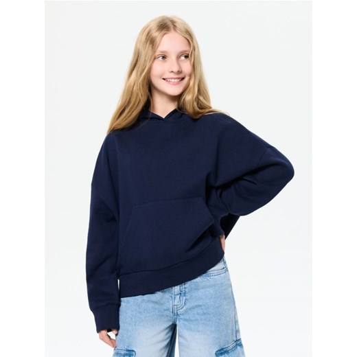 Sinsay - Bluza hoodie basic - granatowy - id: 997CE-59X - marki Sinsay - 186630963 Sinsay - Bluza hoodie basic - granatowy ze sklepu Sinsay w kategorii Bluzy dziewczęce - zdjęcie 186630963
