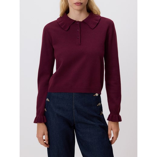 Reserved - Sweter z falbankami - bordowy ze sklepu Reserved w kategorii Swetry damskie - zdjęcie 186631371