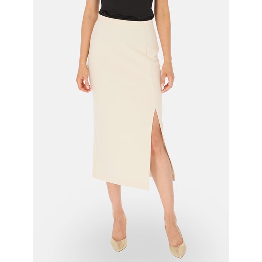Elegancka spódnica midi ecru z rozcięciem L'AF Billy ze sklepu Eye For Fashion w kategorii Spódnice - zdjęcie 186631783