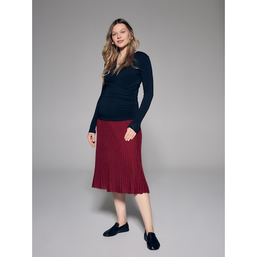 Reserved - Plisowana spódnica midi - bordowy Reserved XL Reserved