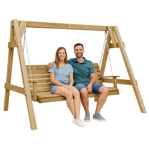 Huśtawka Ogrodowa Naturalne Drewno Z6-E68 ze sklepu Edinos.pl w kategorii Huśtawki ogrodowe - zdjęcie 186634984