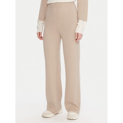 United Colors Of Benetton Spodnie dzianinowe 102HDF00Z Beżowy Wide Leg ze sklepu MODIVO w kategorii Spodnie damskie - zdjęcie 186636572