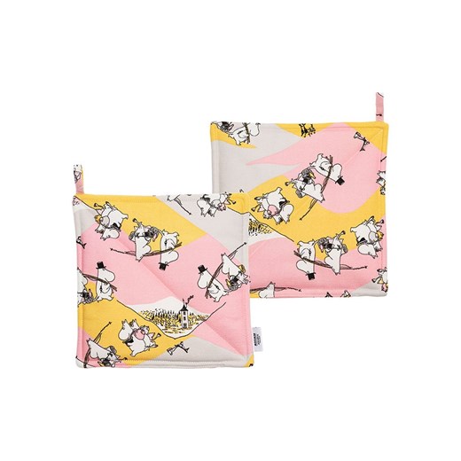 Moomin Łapka kuchenna &quot;Family Time&quot; w kolorze jasnoróżowo-żółtym - 22 x 22 cm ze sklepu Limango Polska w kategorii Tekstylia kuchenne - zdjęcie 186638312