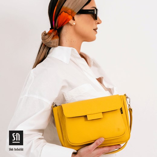 żółta torebka damska skórzana na ramię, model Anna ze sklepu Słoń Torbalski w kategorii Listonoszki - zdjęcie 186640231