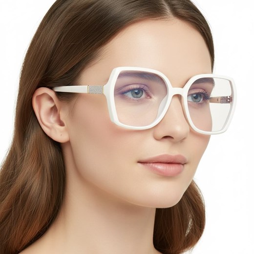 Damskie okulary zerówki z filtrem Blue Light POL-BLF-972K białe ze sklepu Stylion w kategorii Okulary zerówki damskie - zdjęcie 186640272