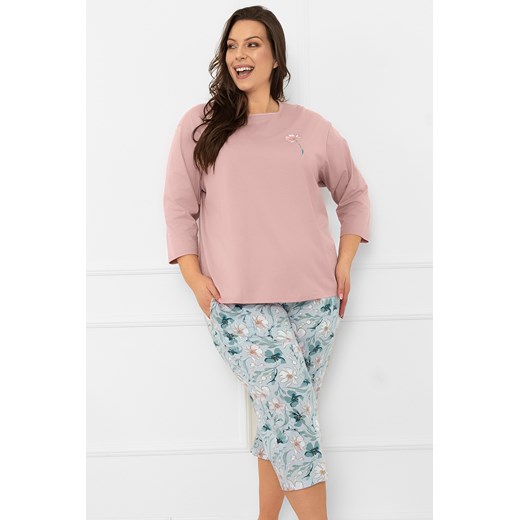Piżama Italian Fashion Perlis r.3/4 sp.3/4 róż pudrowy/druk ze sklepu kontri.pl w kategorii Piżamy damskie - zdjęcie 186640352
