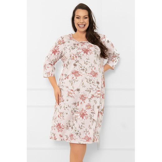 Nocna koszula Italian Fashion Betula r.3/4 druk/róż ze sklepu kontri.pl w kategorii Koszule nocne - zdjęcie 186640374