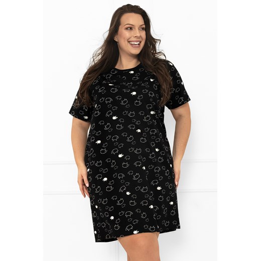 Nocna koszula Italian Fashion Bonnie kr.r. druk/czarny ze sklepu kontri.pl w kategorii Koszule nocne - zdjęcie 186640410